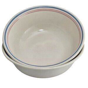 Corelle Colonial Blue Soup Salad Bowl 6.25" pink blue stripe vintage farmhouse c